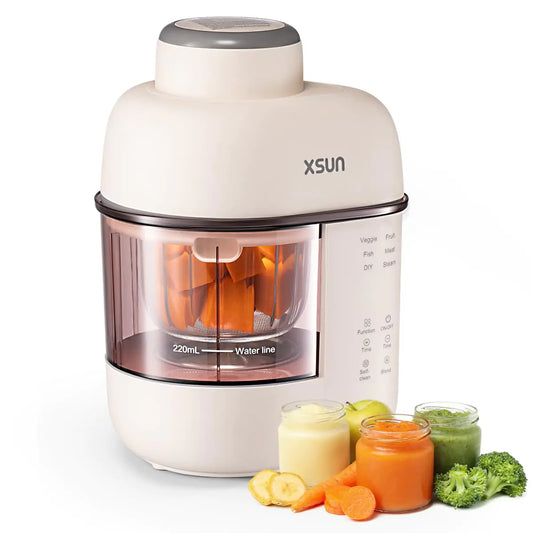 XSUN Baby Food Maker One Step Baby Food Processor Steamer Puree Blender Auto Cooking & Grinding Keep Warm and Timer SUS304 Stainless Steel Blades with Self Cleans Touch Screen Control