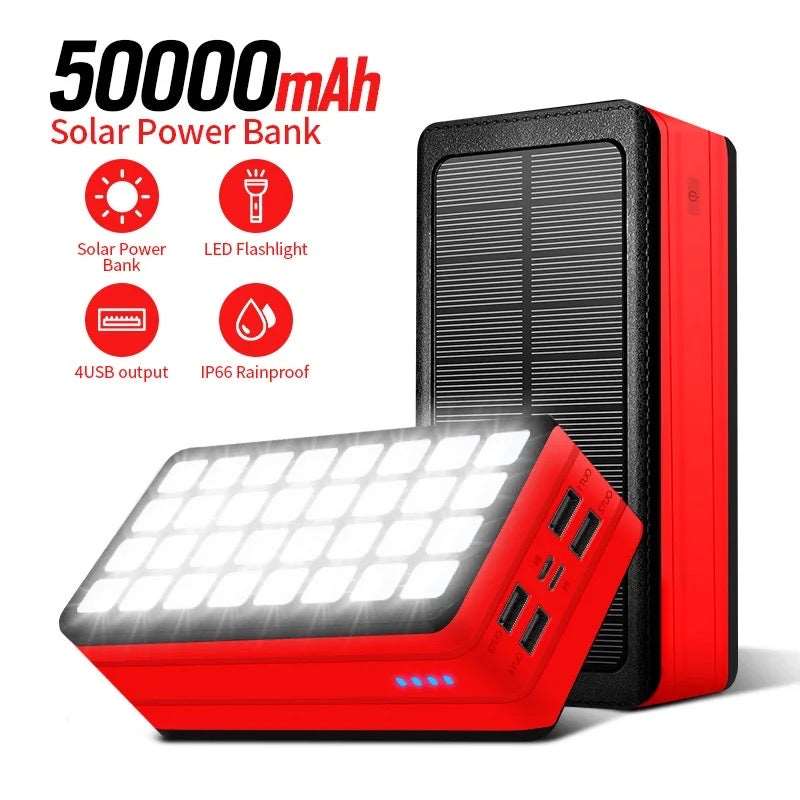 Power Bank Strong Lights portable Solar Charger 50000 Mah