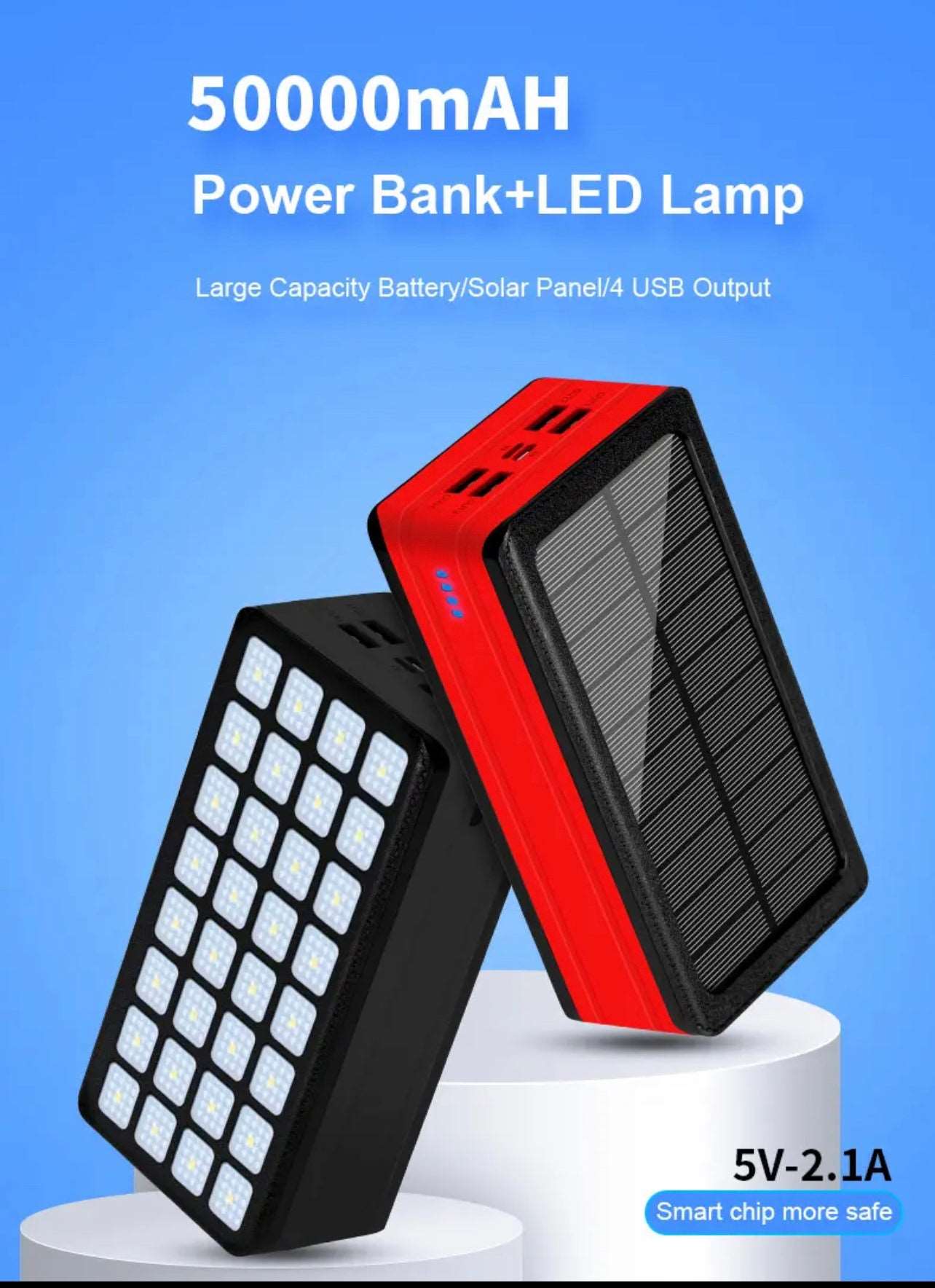 Power Bank Strong Lights portable Solar Charger 50000 Mah