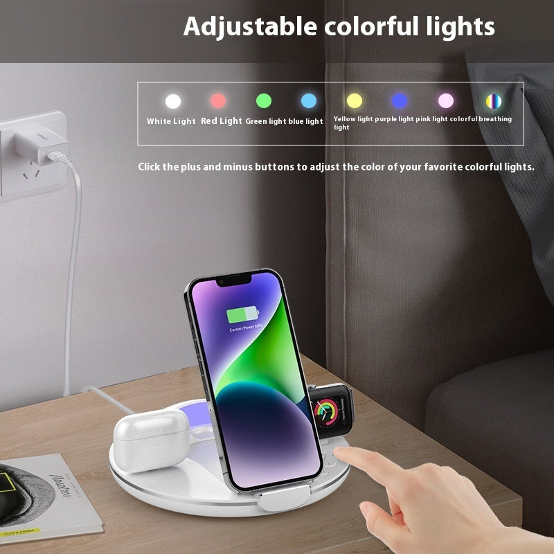 Folding Three-in-one Wireless Charger Vertical Desktop Phone Holder