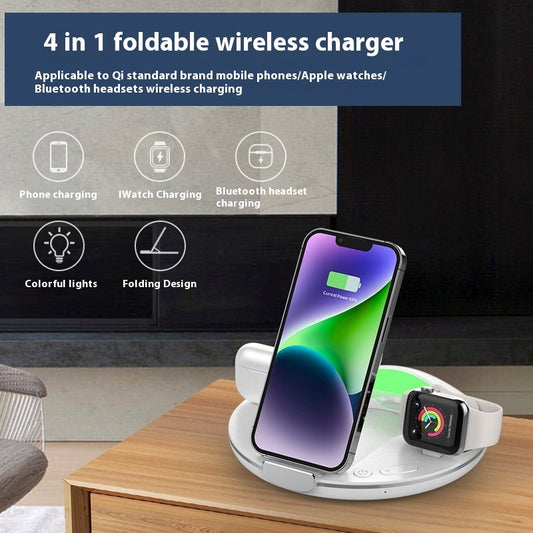 Folding Three-in-one Wireless Charger Vertical Desktop Phone Holder