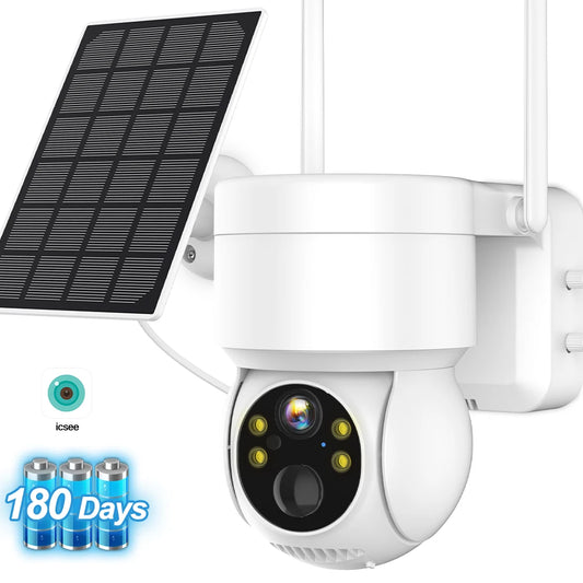 4MP WIFI Solar Camera Built-In Battery Wireless IP Camera Outdoor PIR Detection Security PTZ Cam Waterproof Surveillance Icsee