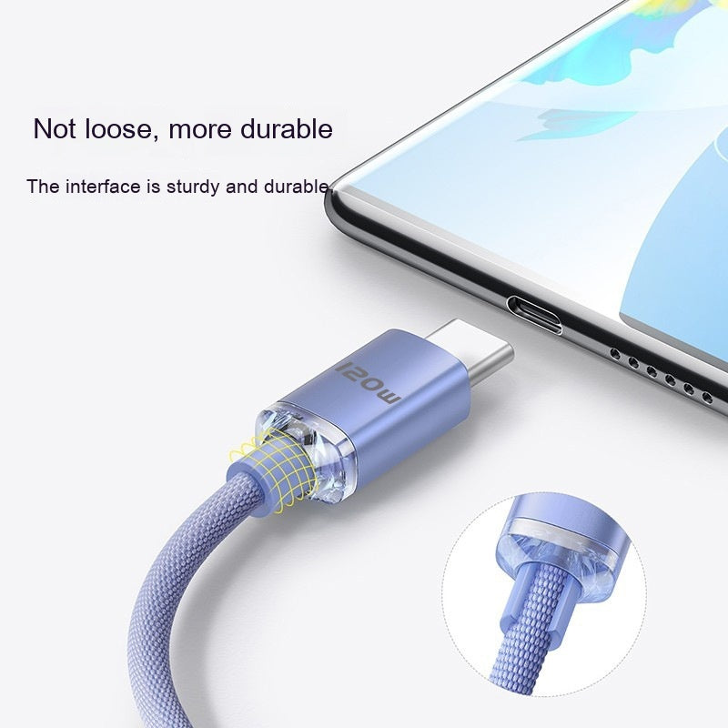 120W Data Cable Type-C Mobile Phone Charging Cable