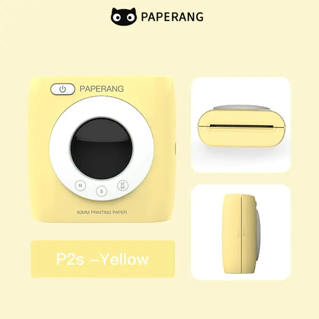 PAPERANG P2S 300dpi BT Pocket Printer Wireless Thermal Printer Portable Photo Label Clock Function Sticker Thermal Paper Roll