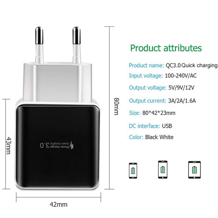 QC 3.0 EU plug US Plug quick charge wall charger